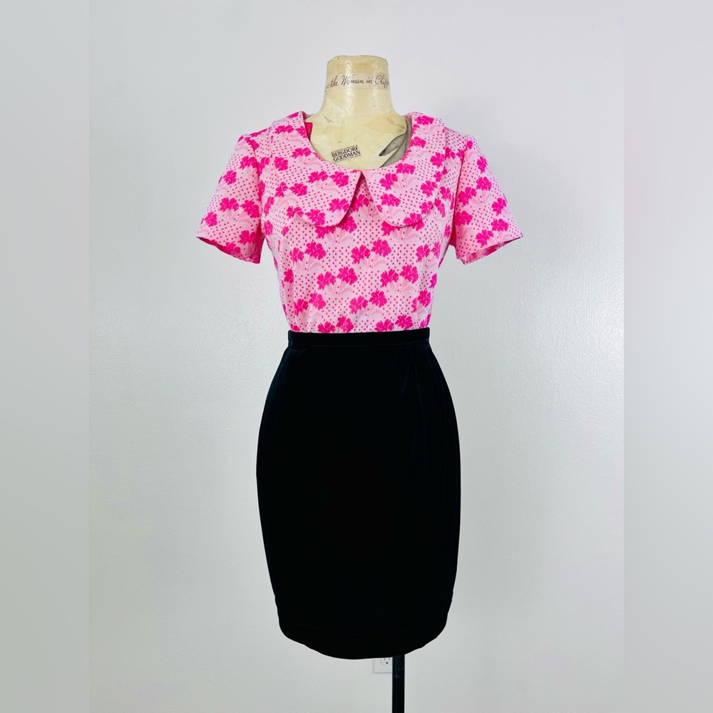 VTG 1960s Pink Floral Peter Pan Collar Short Sleeve Top